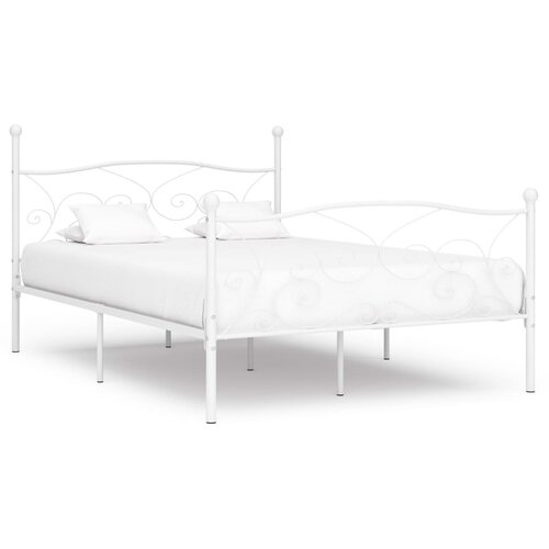 VidaXL Posteljni okvir z letvenim dnom bel kovinski 120x200 cm Slike