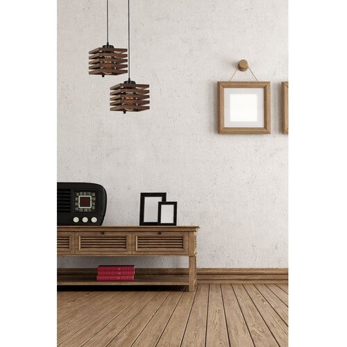 Opviq Cara ahşap 2 li tepsili ceviz sarkıt Brown Chandelier Slike