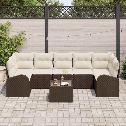  Sjedeća garnitura za vrt 8 pcs Smeđa i krem 289 x 124 x 69 cm Cene