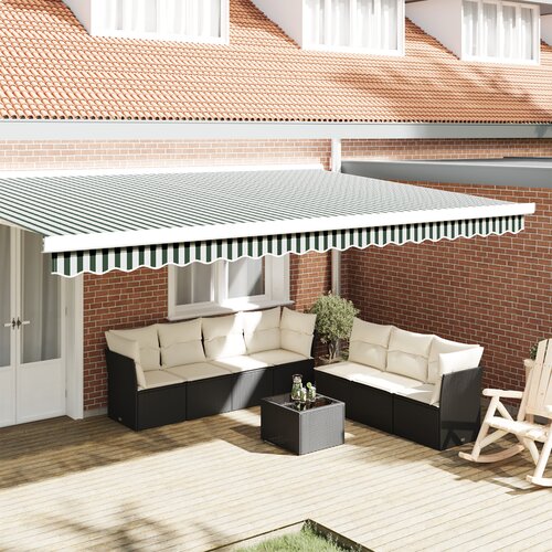 vidaXL tenda za senco za 5 m okvir Zelena in bela 4.8x0.2 m Cene