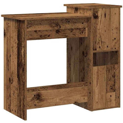 VidaXL Pisalna miza s policami starinski les 84x40x78 cm inž. les Slike