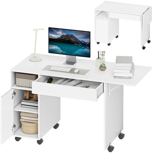 HOMCOM Pisalna miza iverna plo&scaron;ča 130D x 58&Scaron; x 73,2V cm bela, (5000243041) Cene
