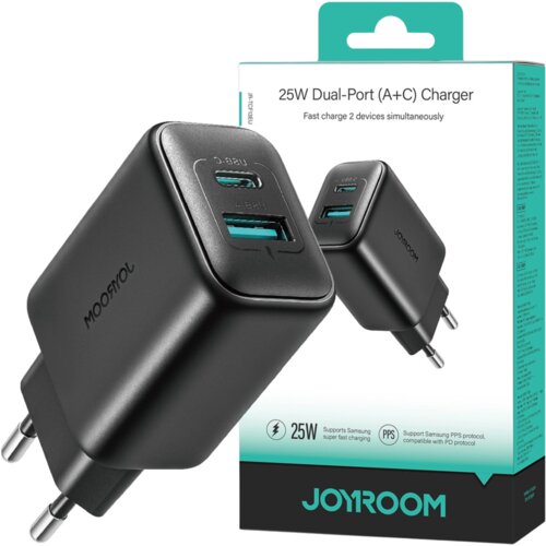 Joyroom JR-TCF13 OMREŽNI POLNILEC USB-C USB-A 25W PD SFC PPS ČRN, (21974901) Cene