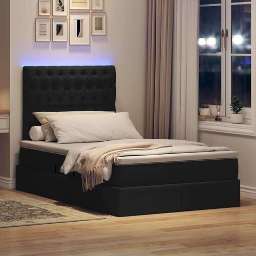  Krevet s prostorom za pohranu s LED-om Crna 120 x 200 cm Slike