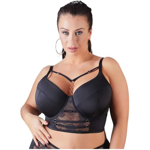 Cottelli Plus Size - čipkasti modrček s trakovi (črna) - 90E Cene