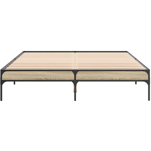 vidaXL Posteljni okvir sonoma hrast 160x200 cm inž. les in kovina Cene