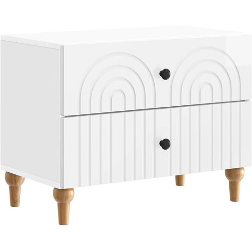 Noćni ormar s ladicama Bijela visokog sjaja 62 x 34,5 x 48 cm Slike