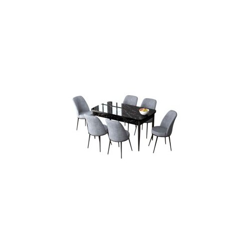 Hanah home set trpezarijski sto i 6 stolica zen black marble grey Cene
