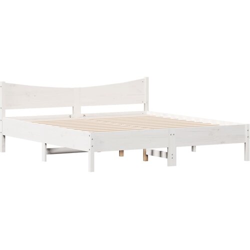 VidaXL Okvir za krevet s uzglavljem bijeli 200x200 cm masivna borovina Slike