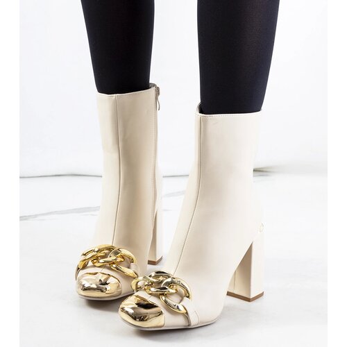 Gemre Beige block-heeled ankle boots Engi Cene