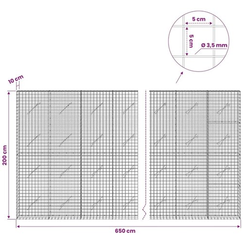 Gabion s žicom debljine 3 5 mm i mrežom 5x5 cm 650x10x200 cm - 10 cm 200 cm 650 cm Slike