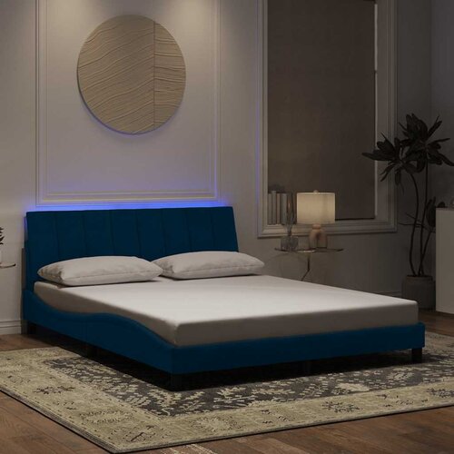  Okvir kreveta s LED-om bez madraca Hanko plavi 160 x 200 cm bar&scaron;unasti Cijene