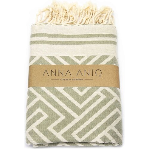 ANNA ANIQ Brisača za hamam - Jacquard Labyrinth - Desert Sage Cene