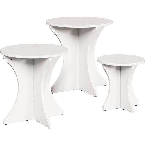 vidaXL Klubska miza 3 pcs Bela 46 x 46 x 47 cm Trdna borovina, (5000073355) Cene