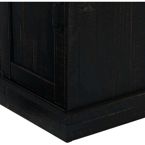 VidaXL Komoda HALDEN s kliznim vratima crna 80x40x80 cm puno drvo Slike