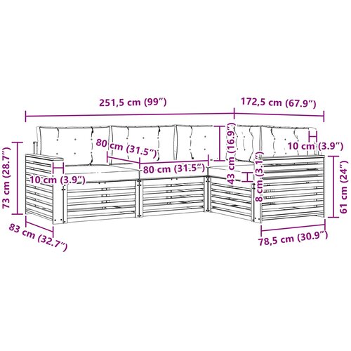  Set vanjskih sofa 4 kom. Prirodna i bež Smeđa 251,5 x 172,5 x 73 cm Slike