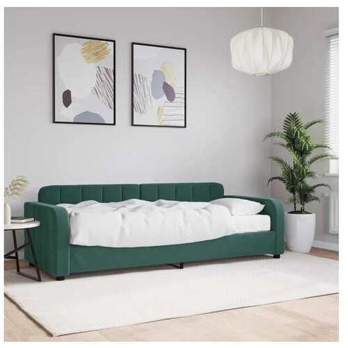 VidaXL Dnevna postelja z vzmetnico temno zelena 80x200 cm ža Slike