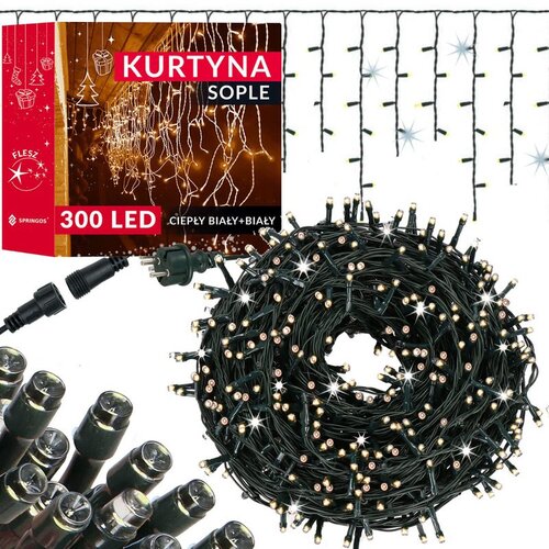  LED svjetlosna zavjesa toplo bijela + hladno bijeli bljesak 300 LED lampica Cene