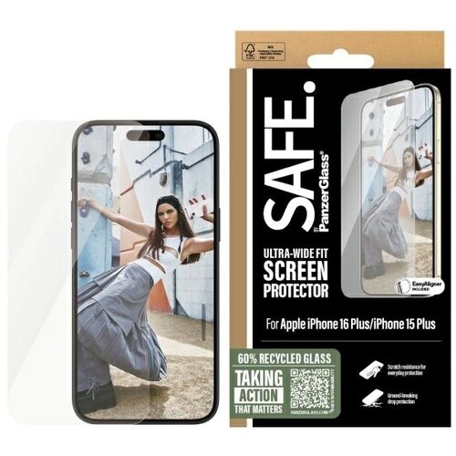 PanzerGlass SAFE BY KALJENO STEKLO ZA IPHONE 16 PLUS ULTRA-WIDE FIT, (21911430) Slike