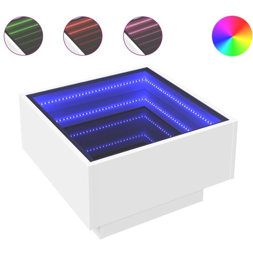 VidaXL Klubska mizica LED bela 50x50x30 cm inženirski les, (21323774) Slike