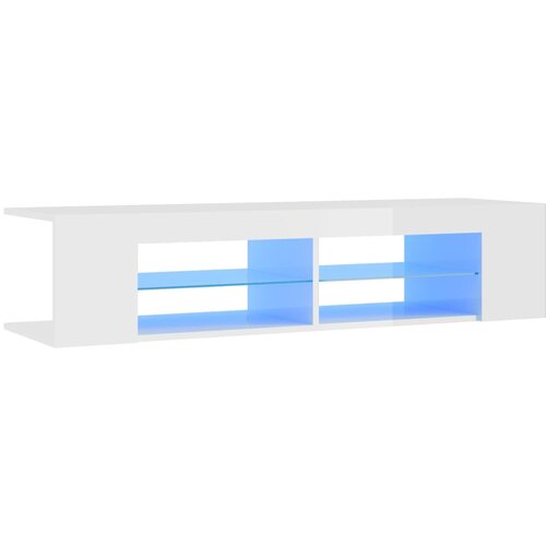 Maison Chic TV omarica - TV stojalo - Televizijska omarica z LED lučkami visok sijaj bela 135x39x30 cm, (21700097) Cene