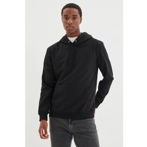 Trendyol black men regular fit long sleeve hooded printed sweatshirt Slike
