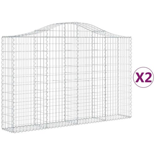  Lučne gabionske ko&amp;scaron;are 2 kom 200x30x120/140cm pocinčano željezo Slike