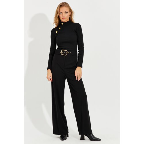 Cool & Sexy Women's Black Belted Trousers Slike
