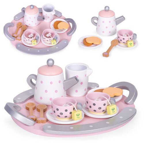 ECO TOYS Drveni set za čaj &amp;scaron;alice kuhalo za vodu 15 komada Slike