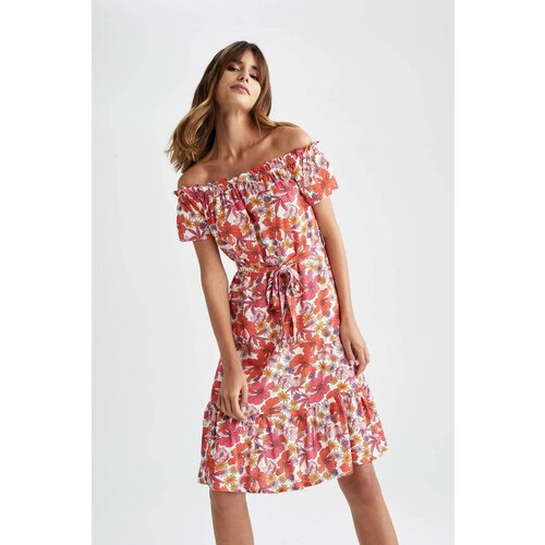Defacto Short Sleeve Floral Print Midi Dress Slike