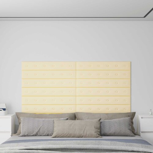 Zidna uzglavlja 12 pcs Krema 90 x 15 cm Lažna koža Cijene