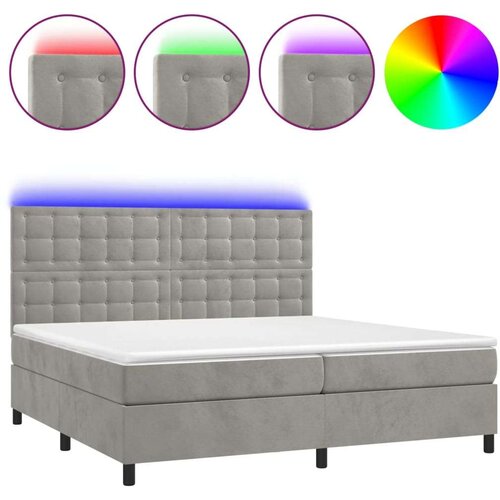  Box spring s madracem LED svjetlosivi 200x200 cm bar&amp;scaron;un Slike