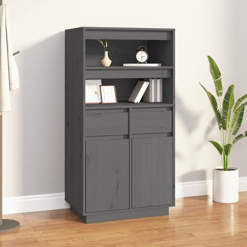 VidaXL Visoka omara siva 60x40x116,5 cm trdna borovina Slike