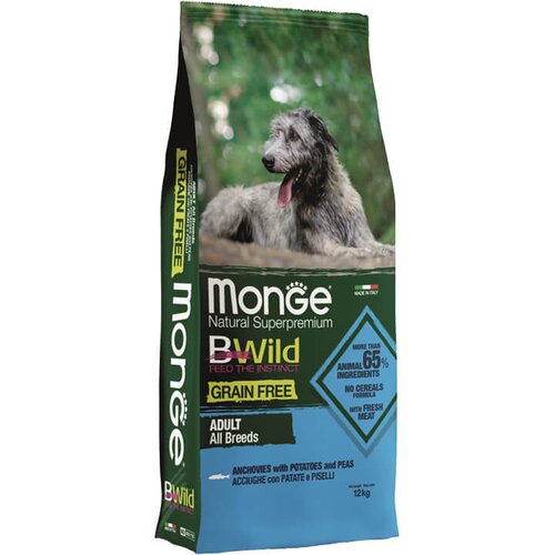 Monge bwild grain free adult dog anchovies - hrana za odrasle pse sa inćunima (2,5kg i 12kg) 12kg Slike