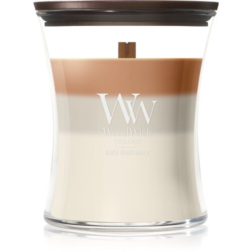 WoodWick Trilogy Café Macchiato dišeča sveča z lesenim stenjem 275 g Cene