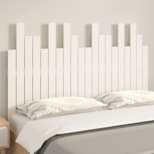  Zidno uzglavlje bijelo 127,5x3x80 cm od masivne borovine Slike