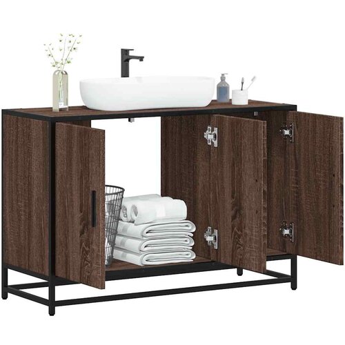VidaXL Kupaonski ormarić za umivaonik boja hrasta 90x33x60 cm drveni Slike