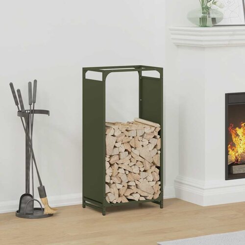 VidaXL stojalo za drva olivno zelena 44x28x90 cm hladno valjano jeklo Slike
