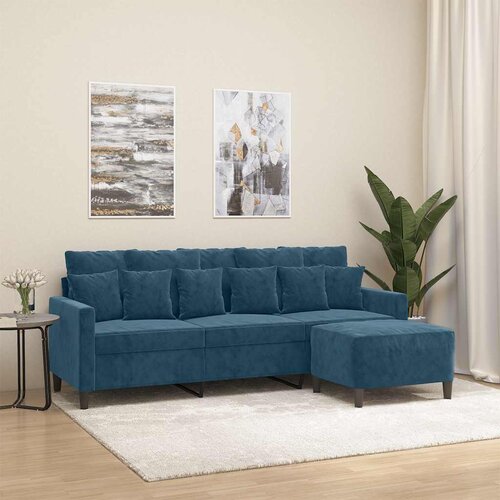 vidaXL Trosjed s tabureom plavi 180 cm bar&scaron;unasti Cijene