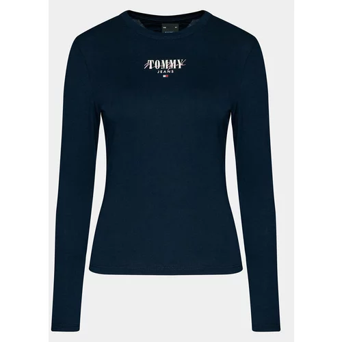 Tommy Jeans Bluza Tjw Slim Essential Logo 1 Tee Ls DW0DW17840 Mornarsko modra Slim Fit