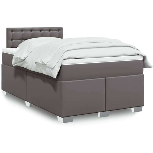 VidaXL Krevet s oprugama i madracem sivi 120x190 cm od umjetne kože Slike