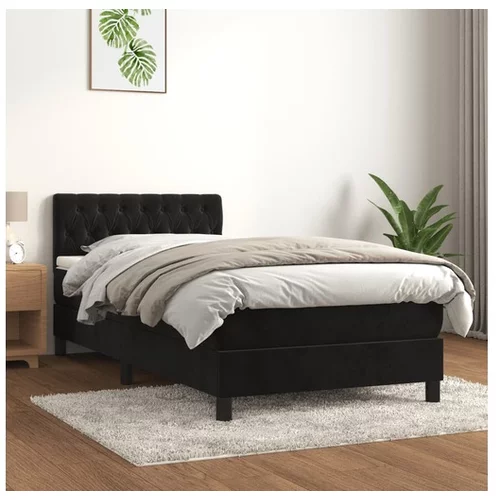  Box spring postelja z vzmetnico črna 90x200 cm žamet