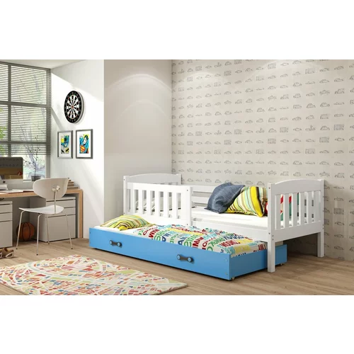BMS Group Otroška postelja Kubus z dodatnim ležiščem - 90x200 cm - bela/modra
