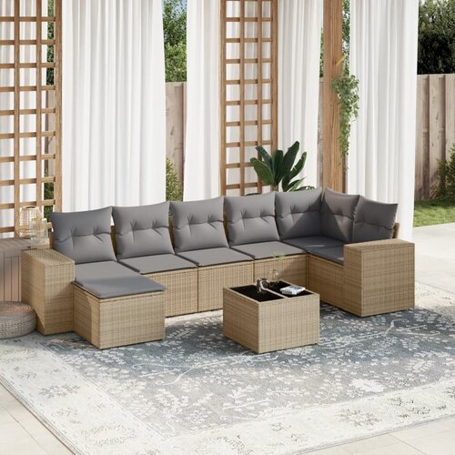 vidaXL 8-dijelni set vrtnih sofa od poliratana s jastucima bež Cijene