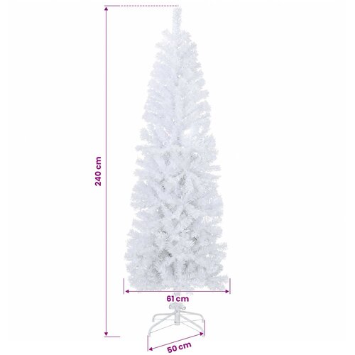  Umjetno vitko božićno drvce 240 cm PVC i čelik Bijela Slike