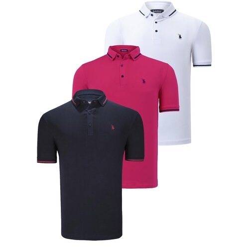 Dewberry TRIPLE SET T8586 MEN'S T-SHIRT-NAVY-WHITE-FUCHSIA Cijene