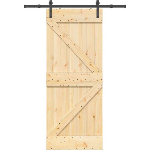 VidaXL Drsna vrata s kompletom vodil 85x210 cm trdna borovina Slike