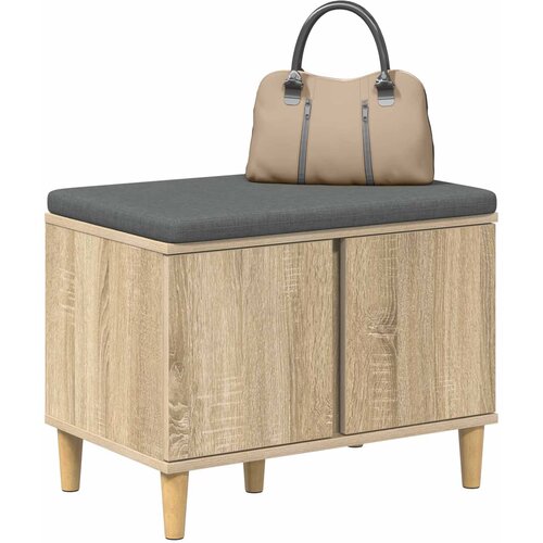  Klupa za hodnik s jastukom Sonoma hrast 60 x 38 x 46 cm Slike