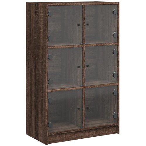 Maison Chic Visoka omara - Komoda - Predalnik z vrati rjavi hrast 68x37x109 cm inženirski les, (21722705) Slike