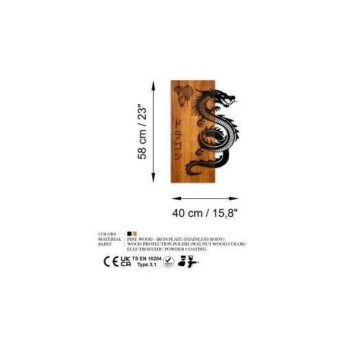 Wallxpert Zidna dekoracija Zmaj, 40x58x3 cm, Crna Slike